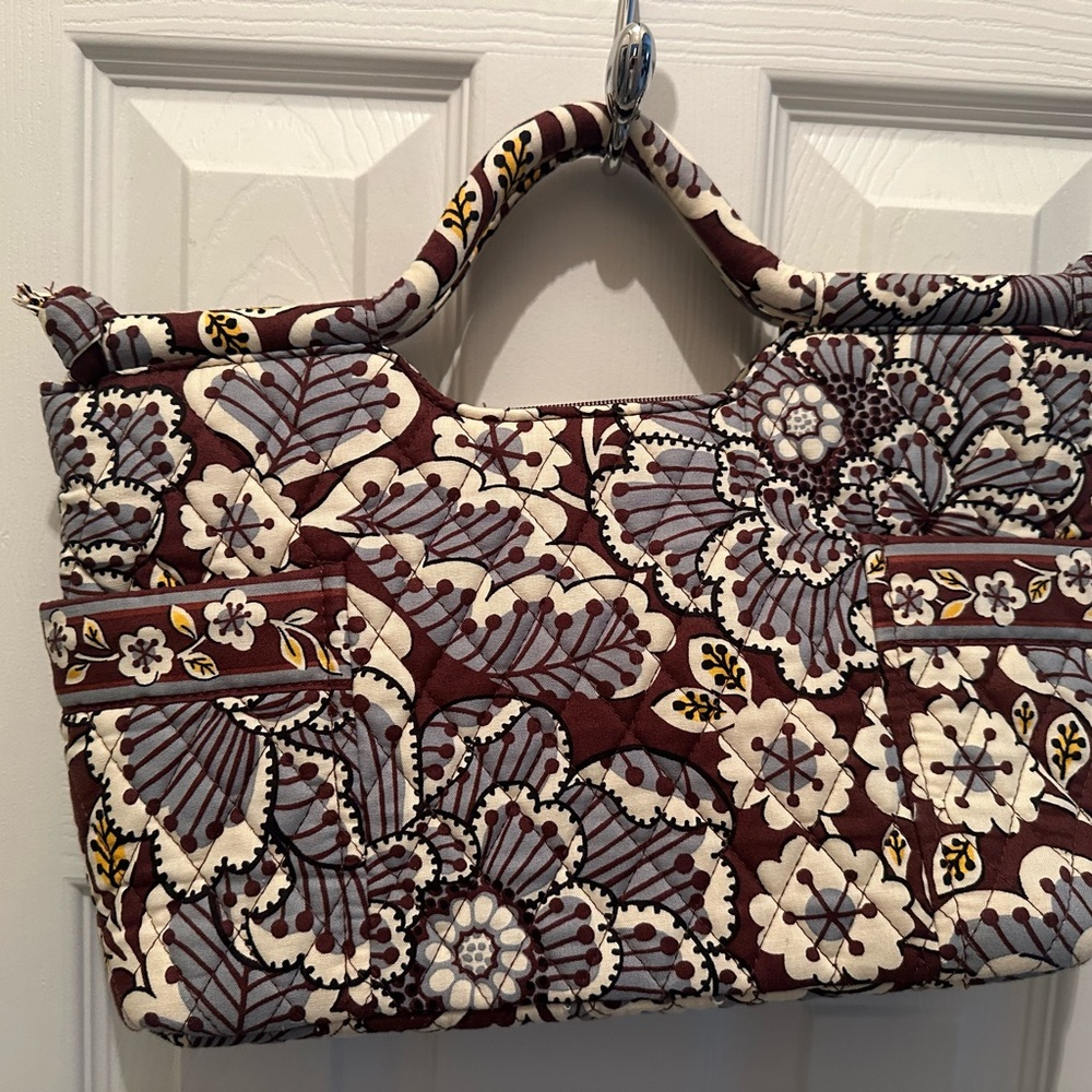 Vera Bradley Brown, Dusty Blue & Cream Floral Bag - NWOT